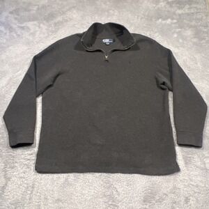 Vintage Polo Ralph Lauren 1/4 Zip Sweater Pullover Gray Knit Preppy Men's XXL